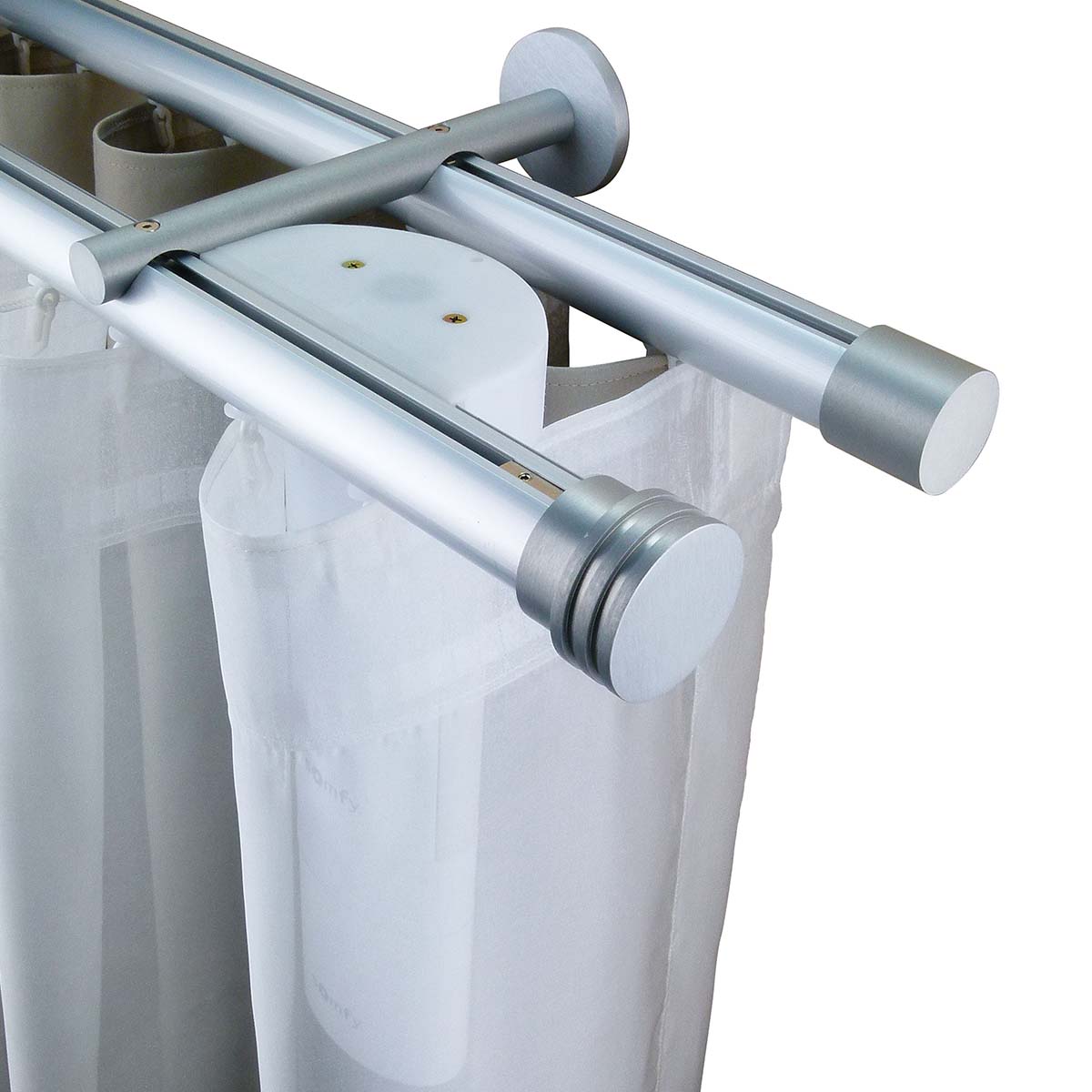 諾奧 Now HD35 現代簡約系列手動窗簾軌道 雙層 鋁本色