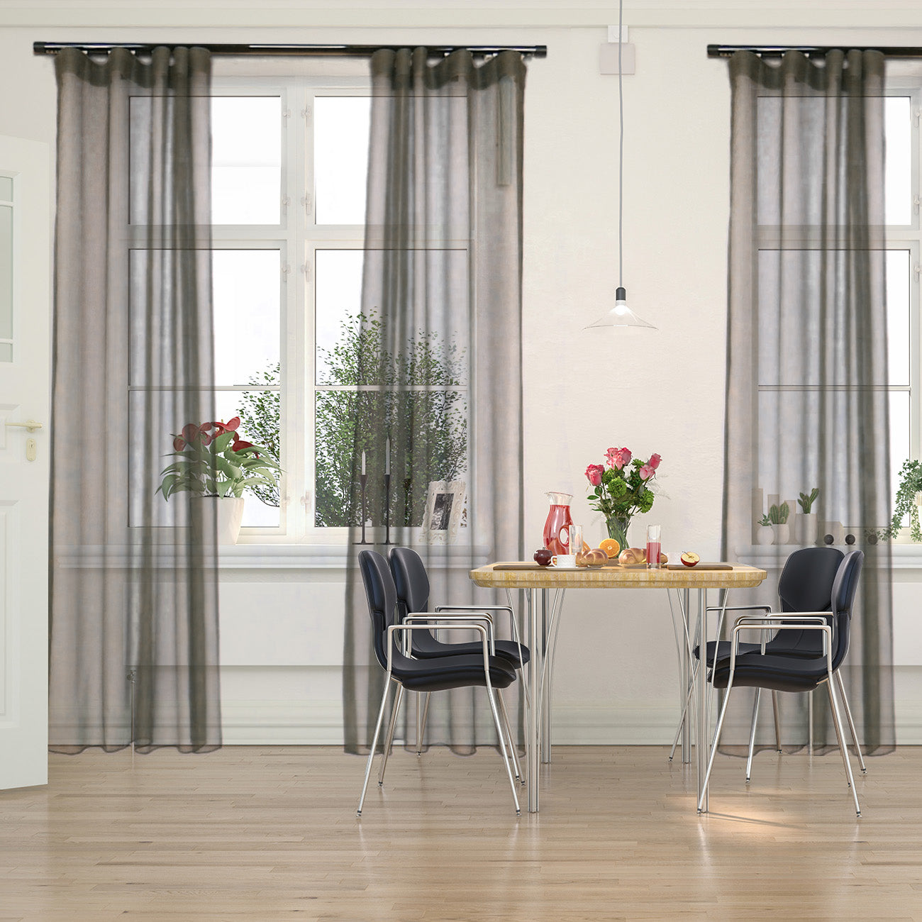 奧胡斯 Aarhus MT35 北歐鄉村系列 電動窗簾軌道加窗紗組 單層 黑色