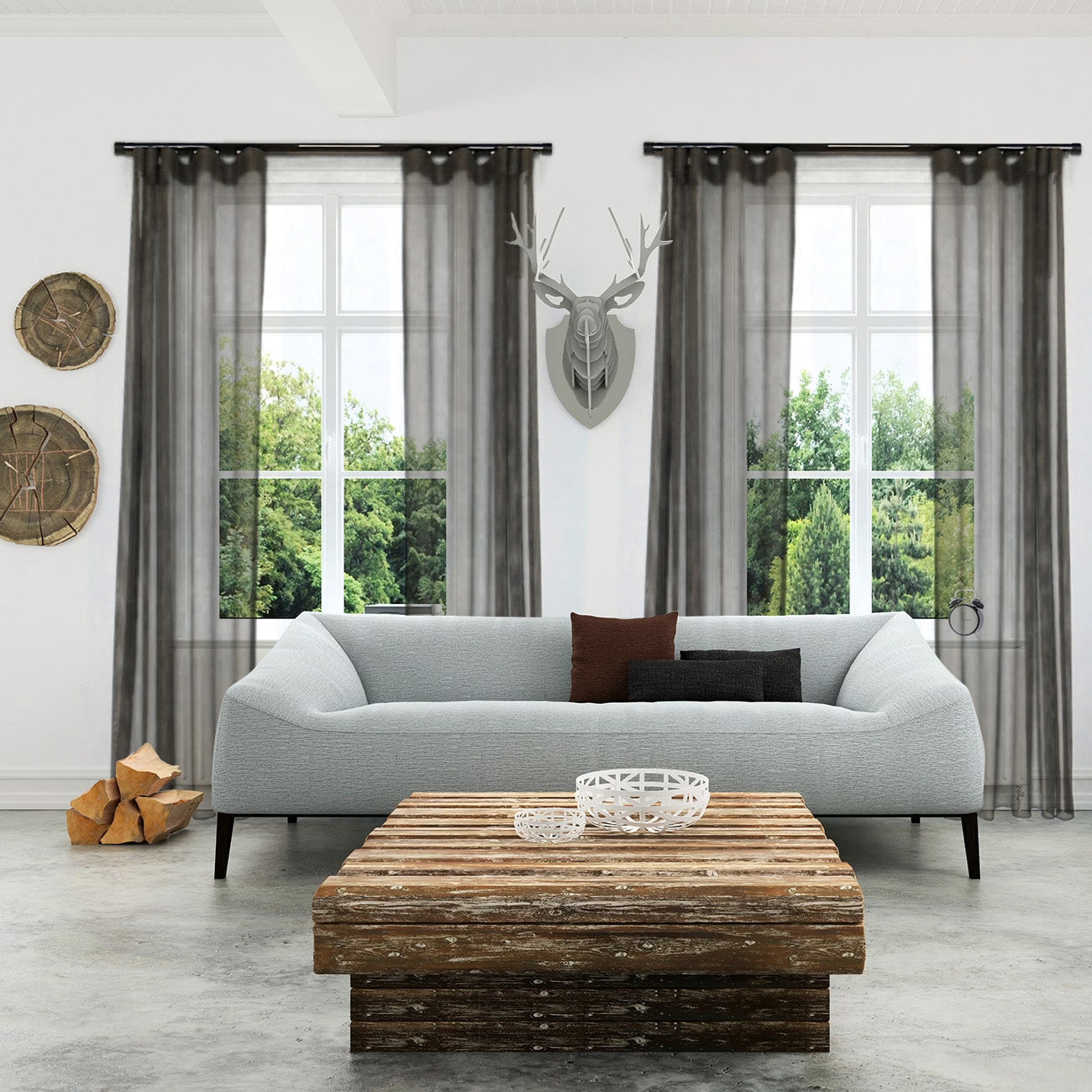 奧胡斯 Aarhus MT35 北歐鄉村系列 電動窗簾軌道加窗紗組 單層 白色