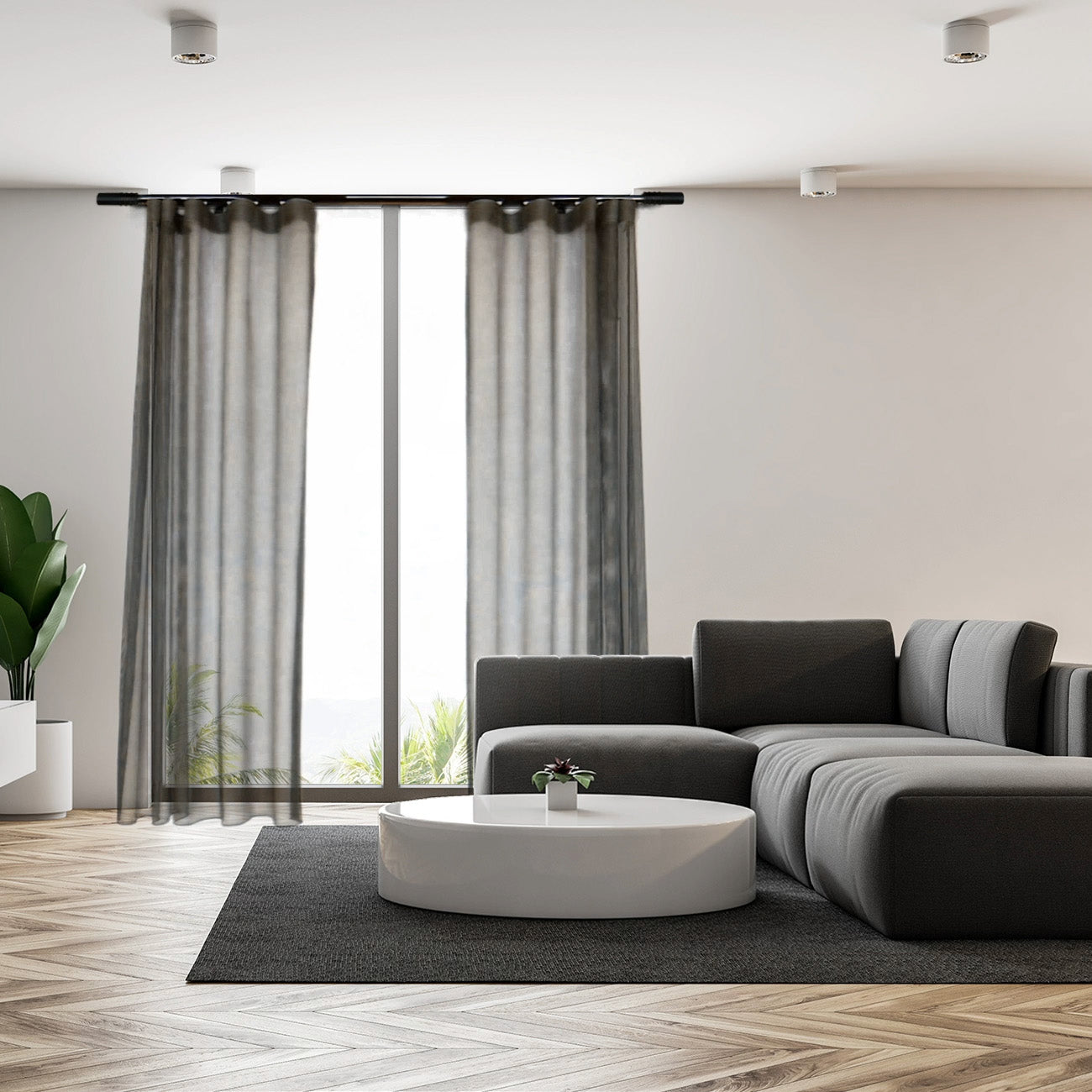 諾奧 Now MT35 現代簡約系列電動窗簾軌道窗紗組 單層 鋁本色