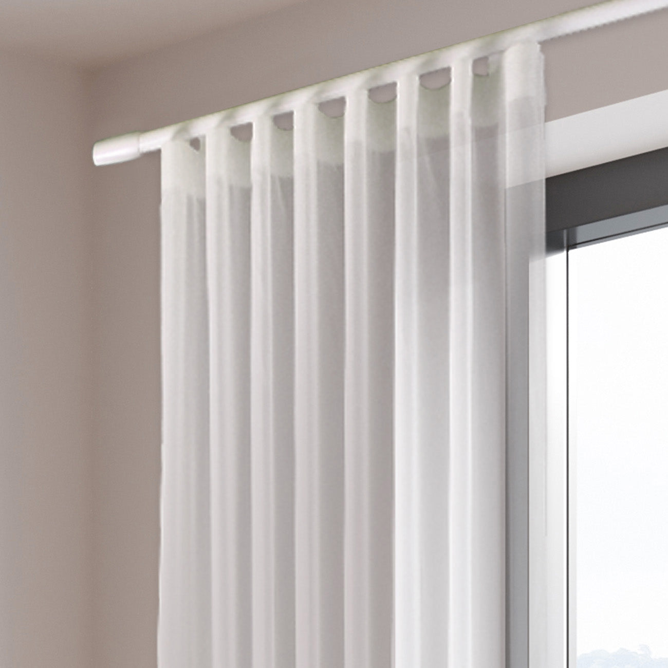 寇沃拉 Kouvola HD35 中期世紀現代系列手動窗簾軌道 雙層 白色