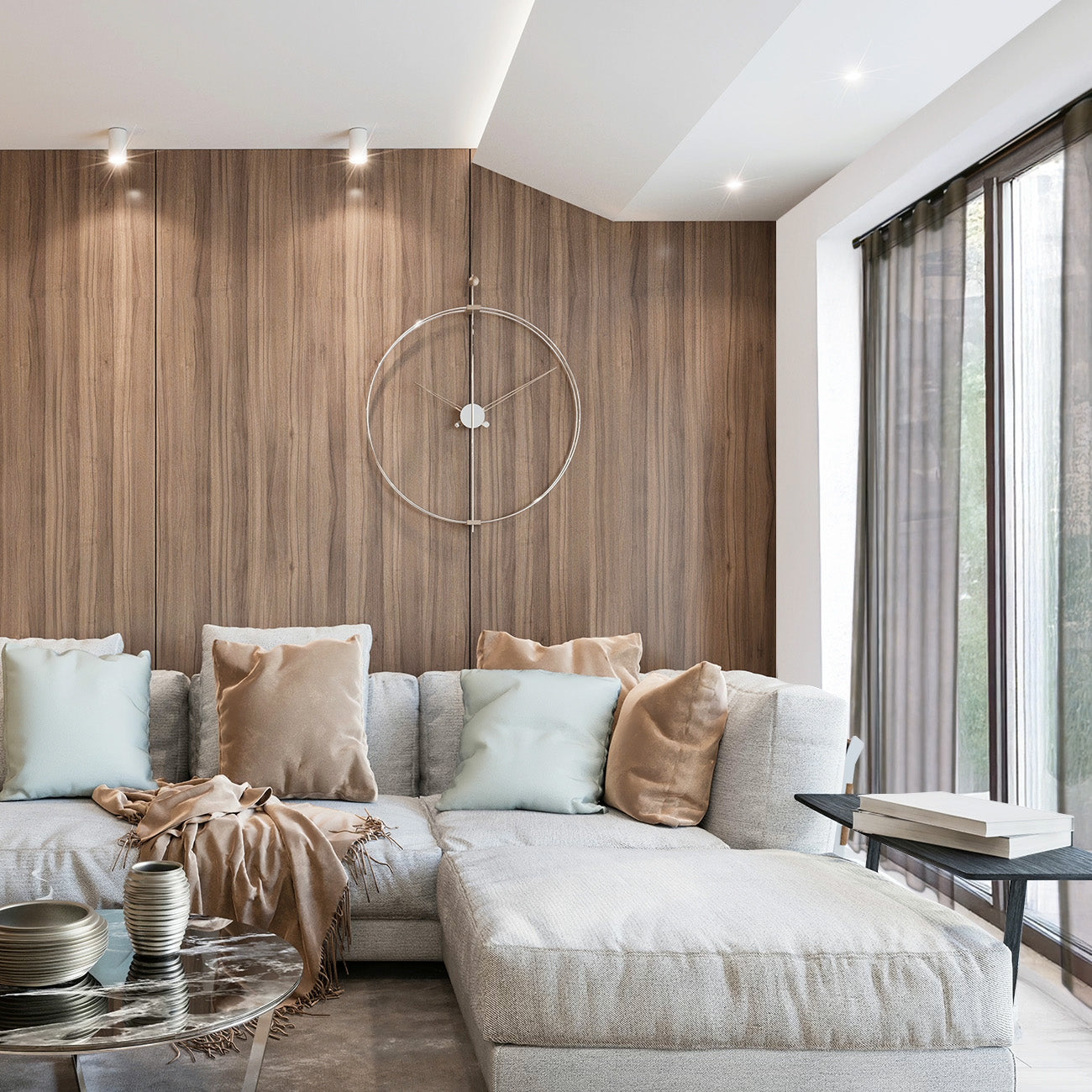 奧胡斯 Aarhus MT35 北歐鄉村系列 電動窗簾軌道加窗紗組 單層 鋁本色