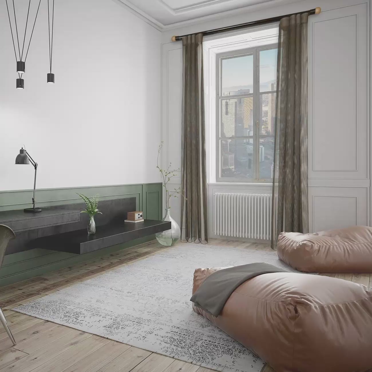 載入影片： 寇沃拉 Kouvola MT35 中期世紀現代系列電動窗簾軌道窗紗組 單層 鋁本色