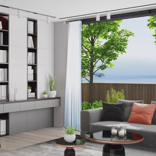 載入影片： 奧斯陸 Oslo MT35 都會奢華系列電動窗簾軌道 雙層 黑色